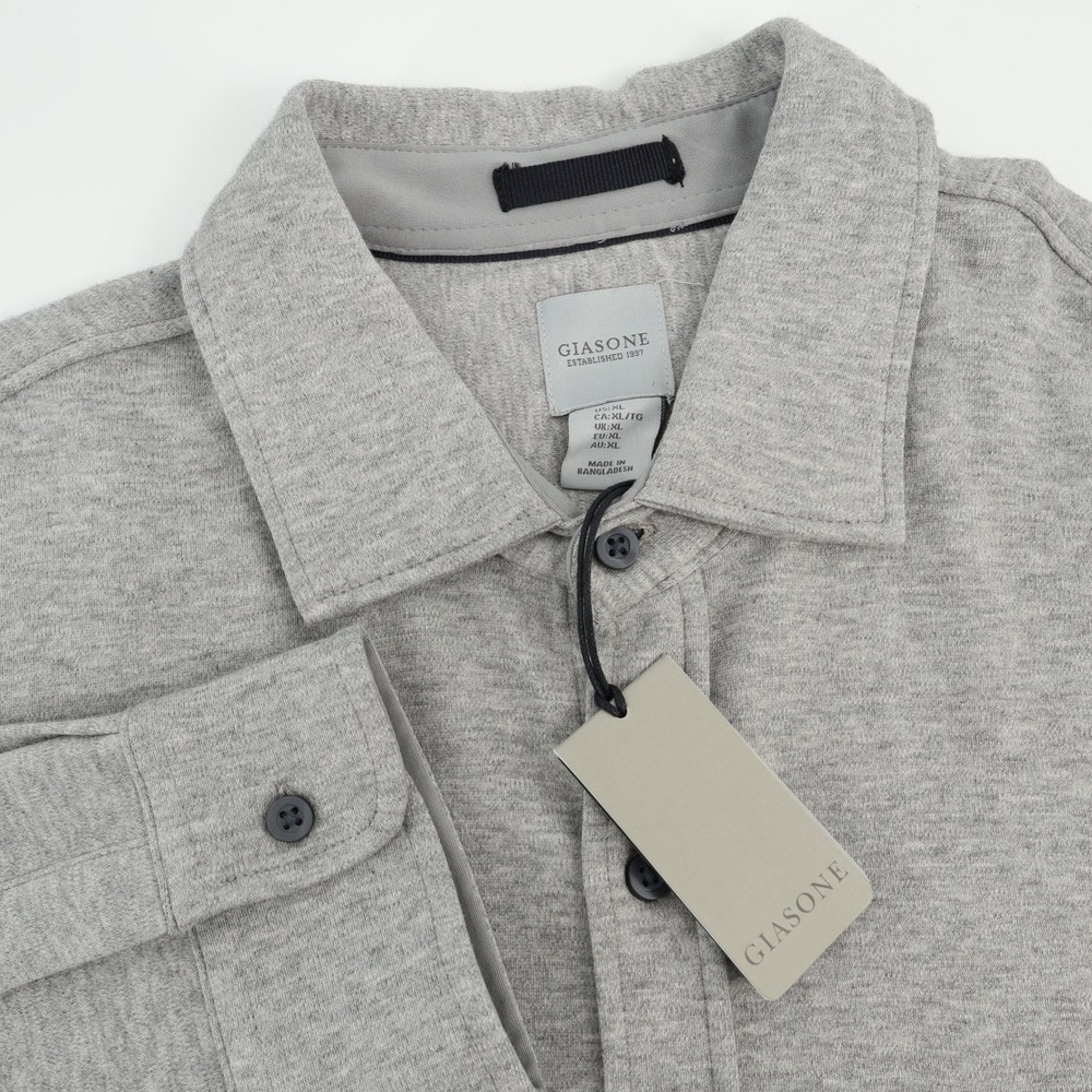 Giasone Gray Knit Button Down Shirt Long Sleeve Men's XL Extra Large Soft NEW